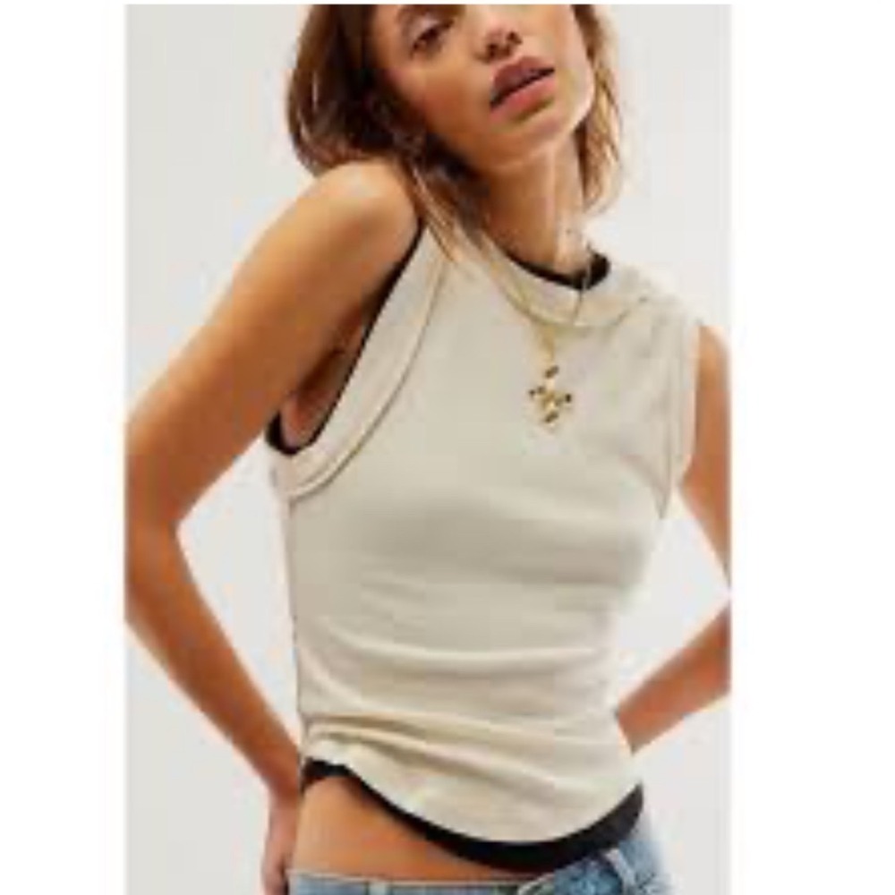 NWOT Free People We The Free Kate Tank Cream Ribbed Muscle Tank Top Medium